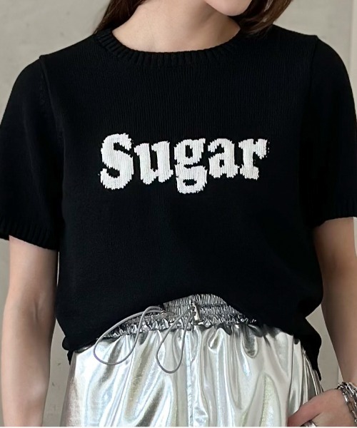 Per sist ence(パーシエンス)の「ジャガードロゴ半袖ニット/手洗いOK(ニット/セーター・レディース・イエロー/オフホワイト/グレー/ブラック・FREE)」の17枚目の写真