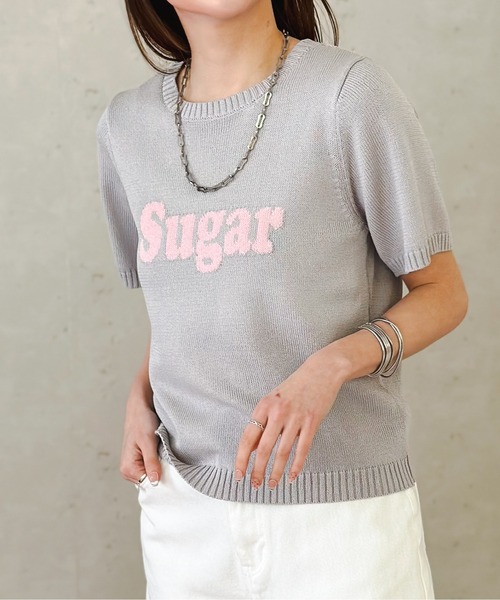 Per sist ence(パーシエンス)の「ジャガードロゴ半袖ニット/手洗いOK(ニット/セーター・レディース・イエロー/オフホワイト/グレー/ブラック・FREE)」の19枚目の写真
