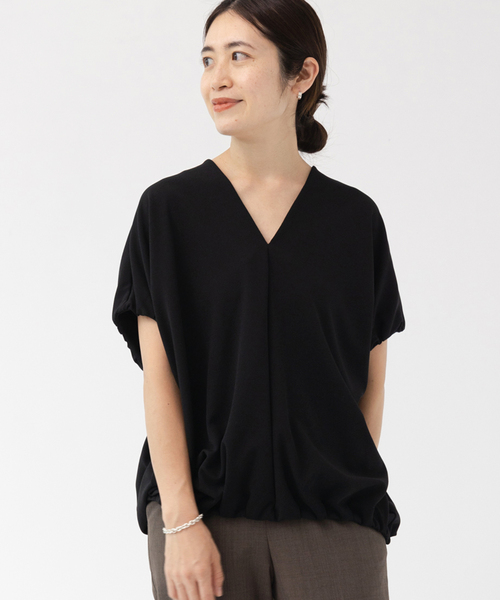 IENA(イエナ)の「CARREMANジョーゼットプルオーバー(Tシャツ/カットソー・レディース・ブラック/ブラウン・FREE)」の2枚目の写真