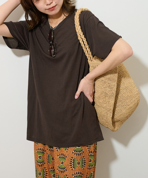 JOURNAL STANDARD relume(ジャーナルスタンダード レリューム)の「《追加》シアー天竺ハーフスリーブ(Tシャツ/カットソー・レディース・サックスブルー/ホワイト/ブラウン/オレンジ・FREE)」の3枚目の写真