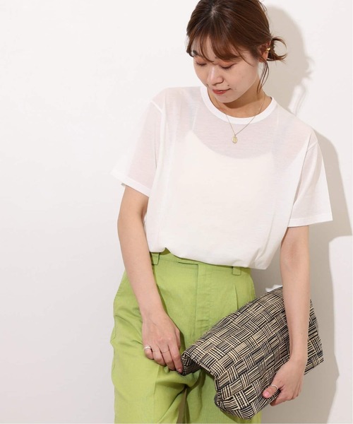 JOURNAL STANDARD relume(ジャーナルスタンダード レリューム)の「《追加》シアー天竺ハーフスリーブ(Tシャツ/カットソー・レディース・サックスブルー/ホワイト/ブラウン/オレンジ・FREE)」の2枚目の写真