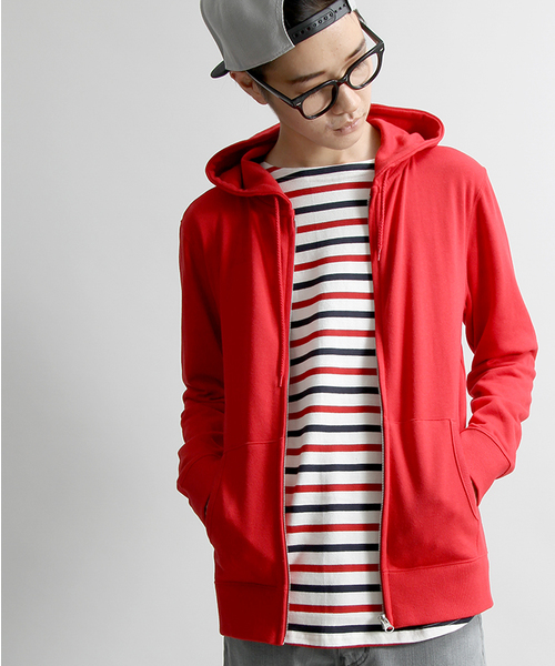 WEGO(ウィゴー)の「WEGO/ZIPパーカー(パーカー・メンズ・ホワイト/杢グレー/ブラック/レッド・MEDIUM/SMALL/LARGE)」の4枚目の写真