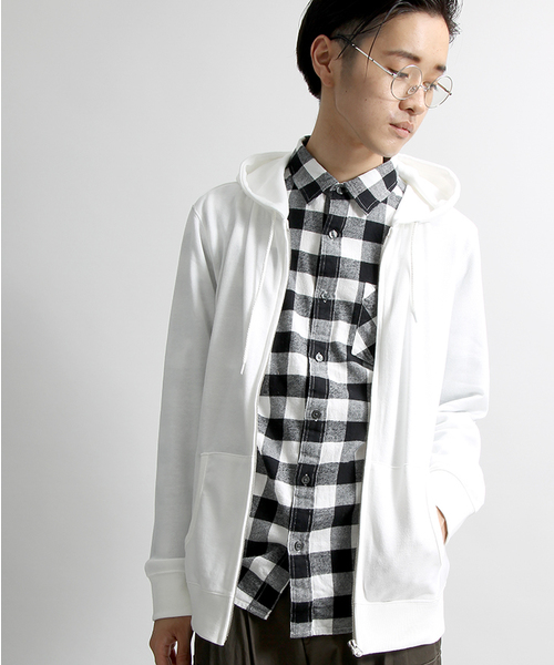 WEGO(ウィゴー)の「WEGO/ZIPパーカー(パーカー・メンズ・ホワイト/杢グレー/ブラック/レッド・MEDIUM/SMALL/LARGE)」の1枚目の写真