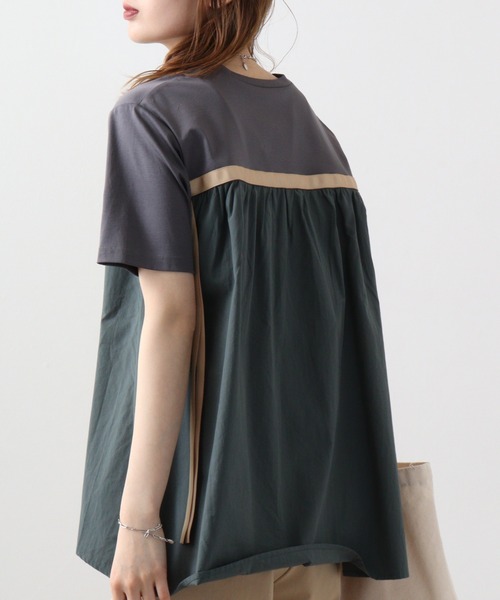 tシャツ Anna Nicola バックシャン配色ＰＯ レディース セール】Anna Nicola バックシャン配色PO（Tシャツ/カットソー