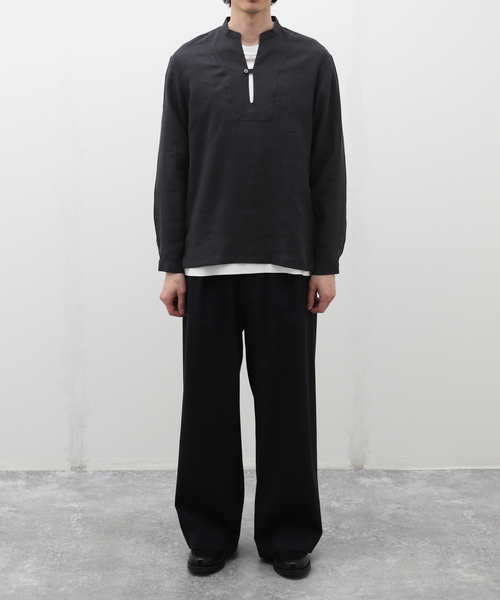 COLONY CLOTHING（コロニークロージング）の「【COLONY CLOTHING】ex Albini African P/O Shirts SH05-EX/ AFRICAN P/O（シャツ/ブラウス・メンズ・スカイブルー/ブラック/ホワイト・46/44）」の4枚目の写真