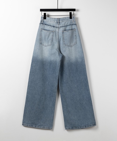 ※【 ４size ／ ２color 】ヴィンテージグラデーションダメージワイドバギーデニム ／ vintage gradation damage wide baggy denim（デニムパンツ）｜me+em select（ミームセレクト）