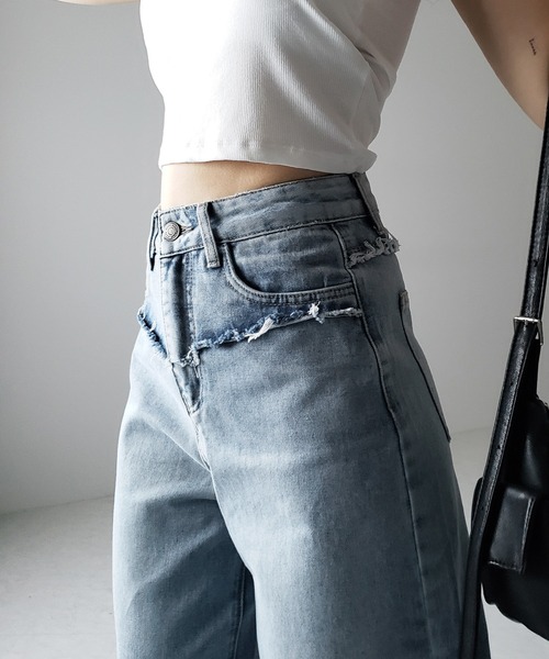 ※【 ４size ／ ２color 】ヴィンテージグラデーションダメージワイドバギーデニム ／ vintage gradation damage wide baggy denim（デニムパンツ）｜me+em select（ミームセレクト）