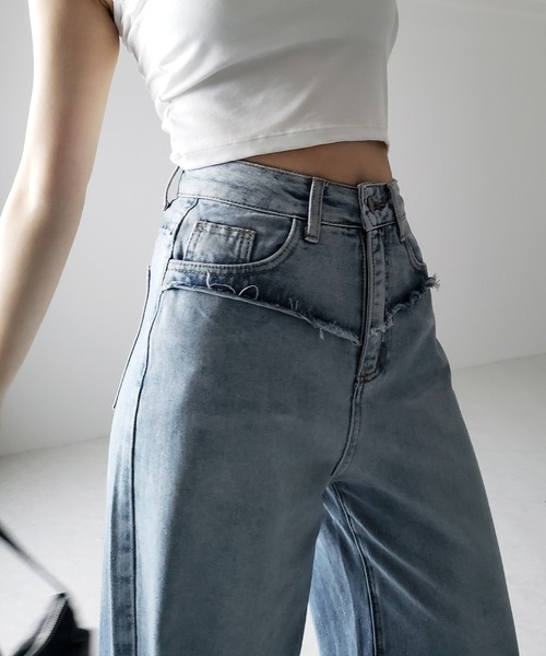 ※【 ４size ／ ２color 】ヴィンテージグラデーションダメージワイドバギーデニム ／ vintage gradation damage wide baggy denim（デニムパンツ）｜me+em select（ミームセレクト）