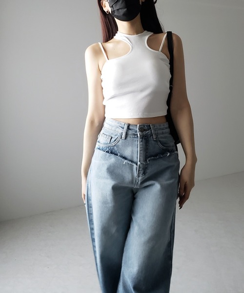 ※【 ４size ／ ２color 】ヴィンテージグラデーションダメージワイドバギーデニム ／ vintage gradation damage wide baggy denim（デニムパンツ）｜me+em select（ミームセレクト）