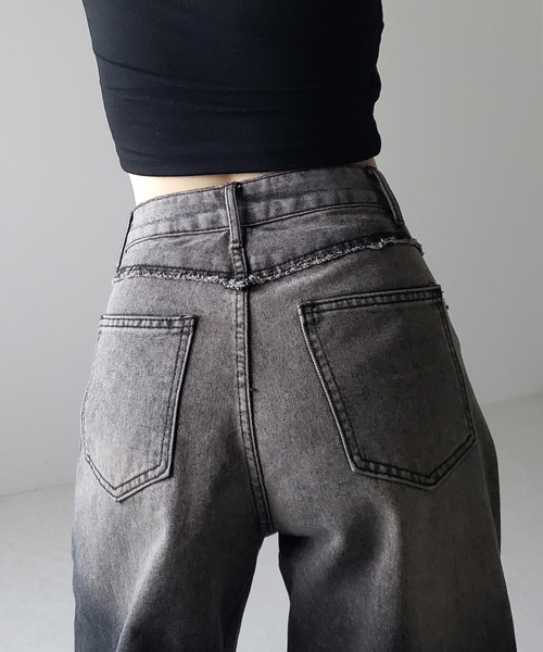 ※【 ４size ／ ２color 】ヴィンテージグラデーションダメージワイドバギーデニム ／ vintage gradation damage wide baggy denim（デニムパンツ）｜me+em select（ミームセレクト）