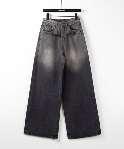 ※【 ４size ／ ２color 】ヴィンテージグラデーションダメージワイドバギーデニム ／ vintage gradation damage wide baggy denim（デニムパンツ）｜me+em select（ミームセレクト）