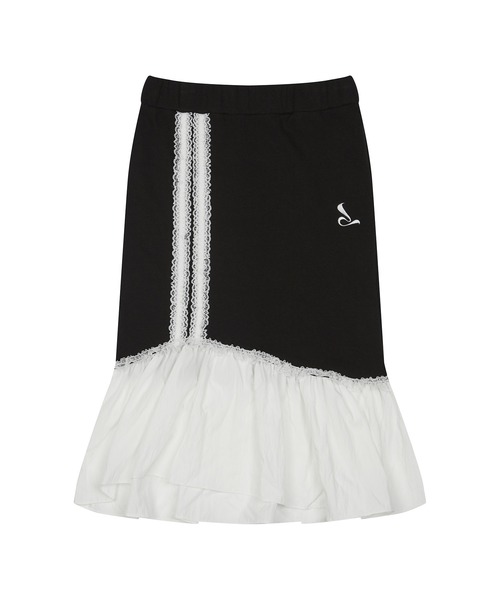 ★LUVISTRUE★CURVED L LACE MIDI SKIRT(NAVY)★正規品/送料込 セール】CURVED L LACE MIDI SKIRT（スカート）｜LUVISTRUE