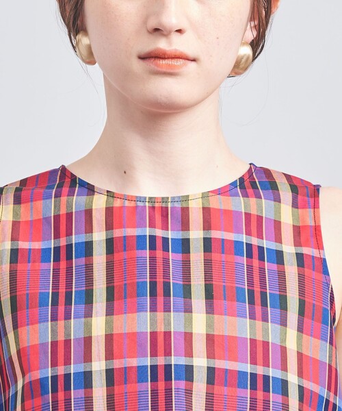 ユナイテッドアローズ　チェック柄　フレアノースリーブ UNITED ARROWS チェック フレアノースリーブ トップス