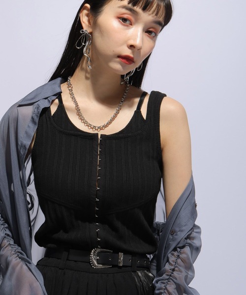 HARE（ハレ）の「ホックデザインタンクトップ(HARE)（タンクトップ・レディース・ブラック/ホワイト・FREE）」の2枚目の写真