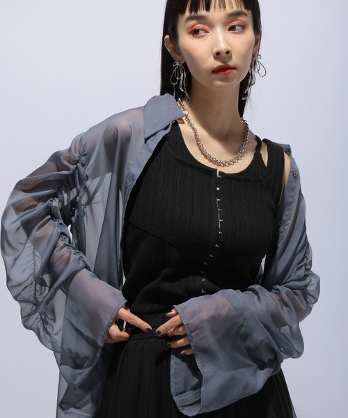 HARE（ハレ）の「ホックデザインタンクトップ(HARE)（タンクトップ・レディース・ブラック/ホワイト・FREE）」の5枚目の写真