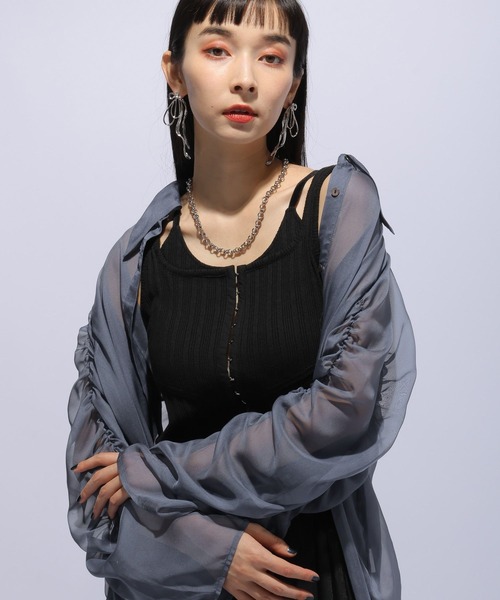 HARE（ハレ）の「ホックデザインタンクトップ(HARE)（タンクトップ・レディース・ブラック/ホワイト・FREE）」の6枚目の写真