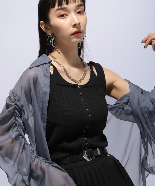 HARE（ハレ）の「ホックデザインタンクトップ(HARE)（タンクトップ・レディース・ブラック/ホワイト・FREE）」の7枚目の写真