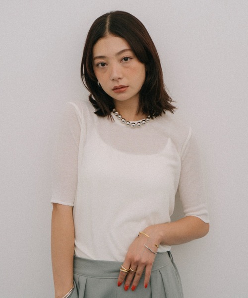 tシャツ シアーハーフスリーブTEE レディース シアーハーフスリーブTEE（Tシャツ/カットソー）｜FUULLY STUDIO