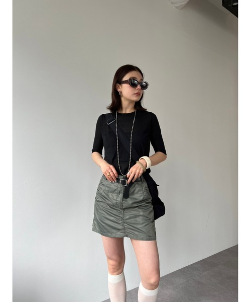 HANNE（アン）の「ハーフスリーブシアーTEE（Tシャツ/カットソー・レディース・ホワイト/ブラック・FREE）」の4枚目の写真