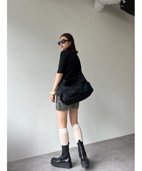 HANNE（アン）の「ハーフスリーブシアーTEE（Tシャツ/カットソー・レディース・ホワイト/ブラック・FREE）」の5枚目の写真