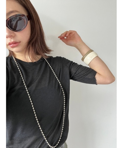 HANNE（アン）の「ハーフスリーブシアーTEE（Tシャツ/カットソー・レディース・ホワイト/ブラック・FREE）」の8枚目の写真