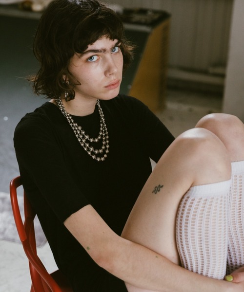 HANNE（アン）の「ハーフスリーブシアーTEE（Tシャツ/カットソー・レディース・ホワイト/ブラック・FREE）」の13枚目の写真