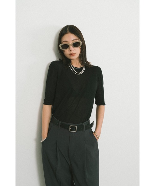 HANNE（アン）の「ハーフスリーブシアーTEE（Tシャツ/カットソー・レディース・ホワイト/ブラック・FREE）」の10枚目の写真