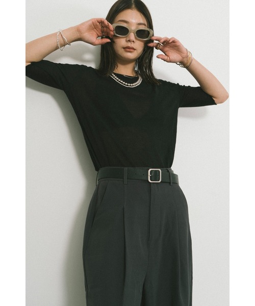 HANNE（アン）の「ハーフスリーブシアーTEE（Tシャツ/カットソー・レディース・ホワイト/ブラック・FREE）」の12枚目の写真