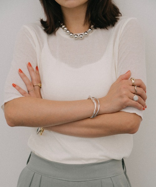 HANNE（アン）の「ハーフスリーブシアーTEE（Tシャツ/カットソー・レディース・ホワイト/ブラック・FREE）」の16枚目の写真