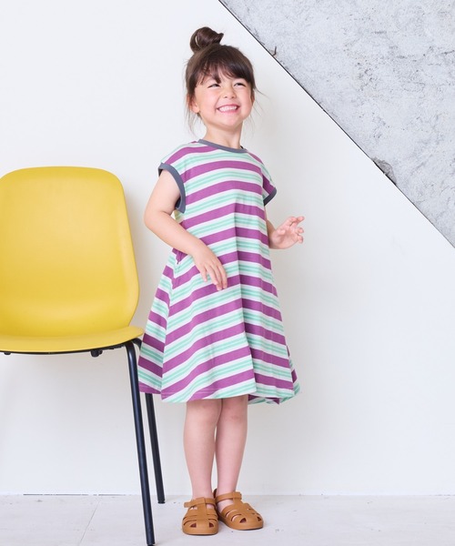 BIG FIELD（ビッグフィールド）の「ボーダーカラータンクワンピース（80～150cm）（ワンピース・キッズ・グリーン/レッド/パープル・130/95/140/150/90/100/110/120/80）」の3枚目の写真
