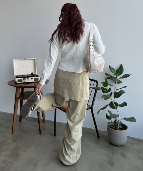 SHAGGIE（シャギー）の「スカパン風2WAYジョガーワークパンツ（カーゴパンツ・レディース・ベージュ/ブラック・FREE）」の6枚目の写真