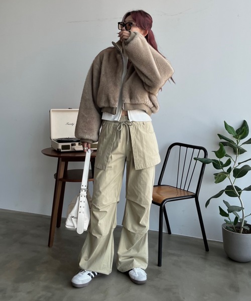 SHAGGIE（シャギー）の「スカパン風2WAYジョガーワークパンツ（カーゴパンツ・レディース・ベージュ/ブラック・FREE）」の7枚目の写真