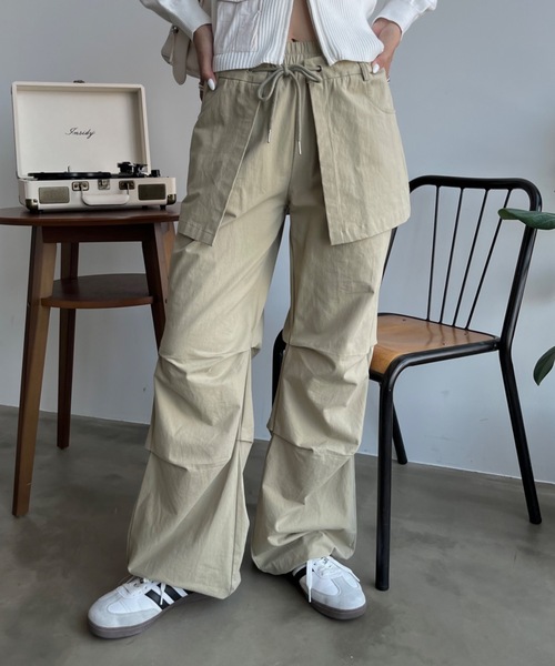 SHAGGIE（シャギー）の「スカパン風2WAYジョガーワークパンツ（カーゴパンツ・レディース・ベージュ/ブラック・FREE）」の3枚目の写真