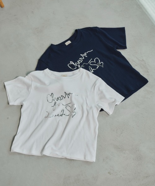 Unitage(ユニテージ)の「箔プリントTEE(Tシャツ/カットソー・レディース・ホワイト/ネイビー・FREE)」の12枚目の写真