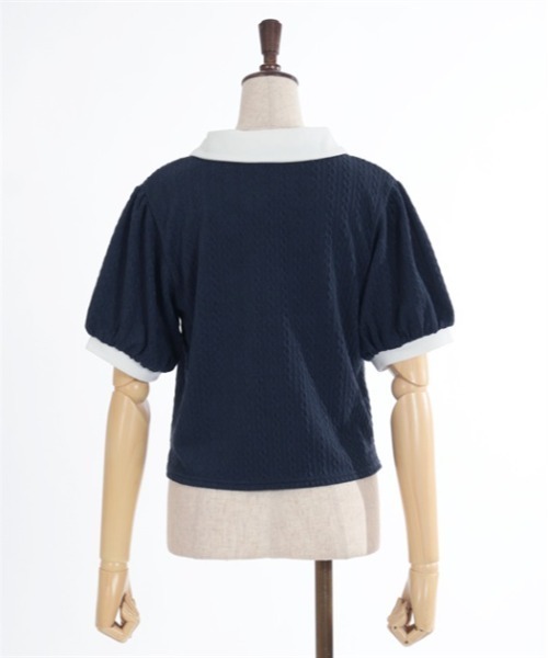 試着のみ♡axes femme 半袖カットソー 胸元ビックリボン♡ネイビー 試着のみaxes femme 半袖カットソー 胸元ビックリボンネイビー