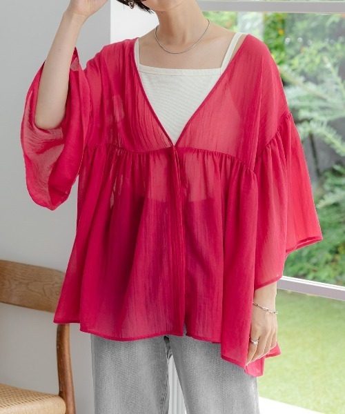 LEPSIM(レプシィム)の「2WAYギャザーブラウス 116423(シャツ/ブラウス・レディース・イエロー/ブラック/レッド/オフホワイト・FREE)」の4枚目の写真