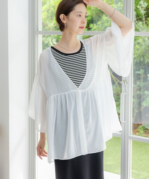 LEPSIM(レプシィム)の「2WAYギャザーブラウス 116423(シャツ/ブラウス・レディース・イエロー/ブラック/レッド/オフホワイト・FREE)」の2枚目の写真