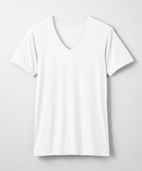 tutuanna（チュチュアンナ）の「[とにかくさらっと涼しい]メンズVネック半袖（インナーウェア/肌着・メンズ・オフホワイト/ブラック/グレー・L/M）」の2枚目の写真