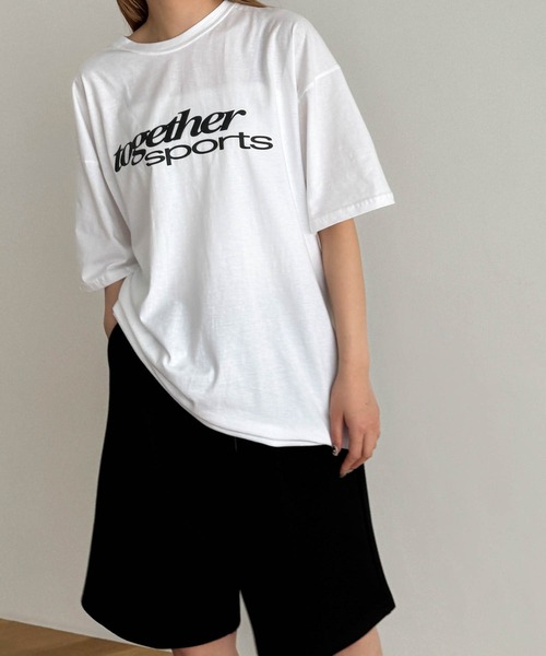 CANAL JEAN(キャナルジーン)の「El mar together sportsオーバーサイズ半袖Tシャツ(Tシャツ/カットソー・レディース・ホワイト/ブラック/ブルー・ONE SIZE)」の1枚目の写真