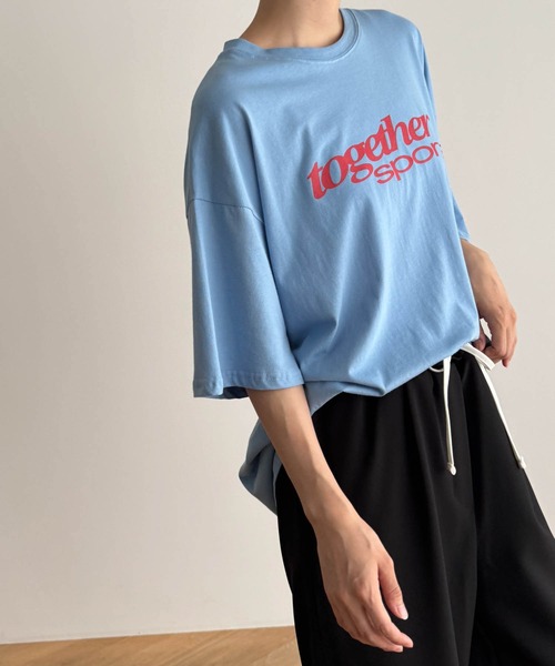 CANAL JEAN(キャナルジーン)の「El mar together sportsオーバーサイズ半袖Tシャツ(Tシャツ/カットソー・レディース・ホワイト/ブラック/ブルー・ONE SIZE)」の8枚目の写真