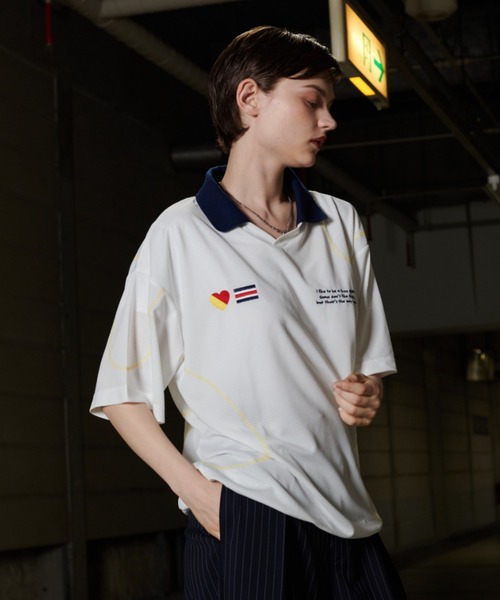 ONCILY（オンシェリー）の「DRAW CODE GAME SHIRT  /ドローコードゲームシャツ（Tシャツ/カットソー・メンズ・グレー/ブルー/オフホワイト・SMALL/MEDIUM/LARGE）」の2枚目の写真