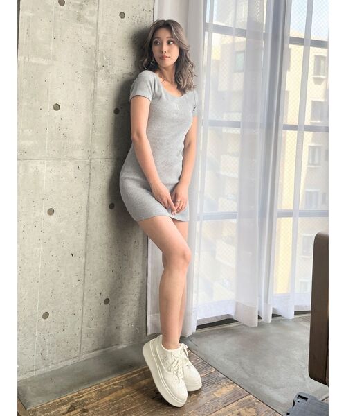 GYDA（ジェイダ）の「Square gyda STONEテレコワンピース（ワンピース・レディース・ブラック/グレー/ミント・FREE）」の13枚目の写真