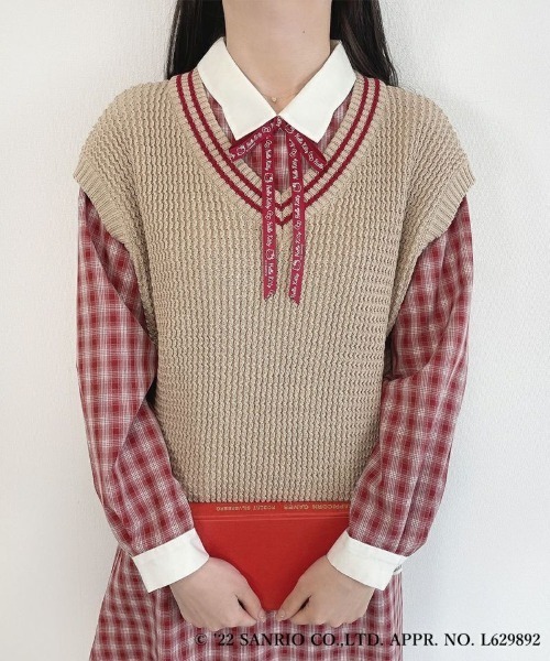 F i.n.t（フィント）の「ライン使いニットベスト/fint（ベスト・レディース・ベージュ・FREE）」の3枚目の写真