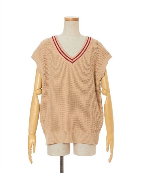 F i.n.t（フィント）の「ライン使いニットベスト/fint（ベスト・レディース・ベージュ・FREE）」の4枚目の写真