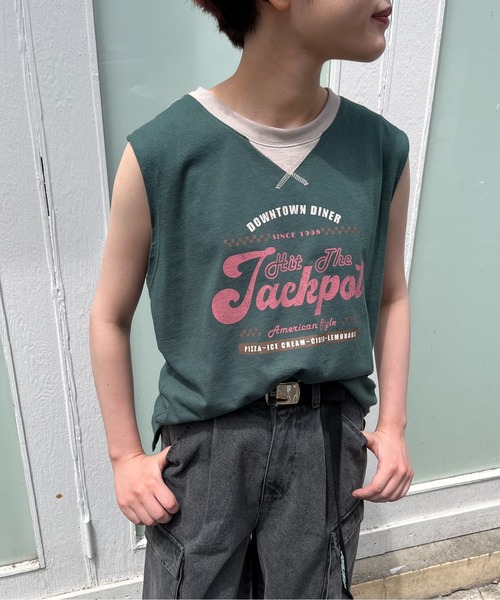 DOUBLE NAME（ダブルネーム）の「レトロロゴノースリトップス（Tシャツ/カットソー・レディース・オフホワイト/ベージュ/グリーン・FREE）」の16枚目の写真