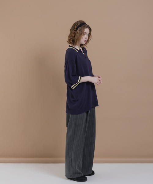 MUHET(ミュエータ)の「ラインスキッパーニット(Tシャツ/カットソー・レディース・ネイビー/イエロー/ブラウン・X-LARGE/MEDIUM)」の17枚目の写真
