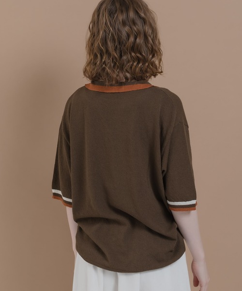 MUHET(ミュエータ)の「ラインスキッパーニット(Tシャツ/カットソー・レディース・ネイビー/イエロー/ブラウン・X-LARGE/MEDIUM)」の7枚目の写真