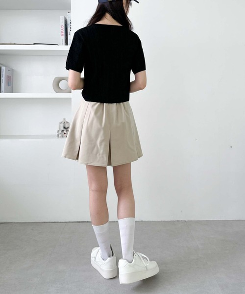 archives（アルシーヴ）の「ベルト付きボックスプリーツミニスカート（スカート・レディース・アイボリー/ベージュ/ブラック/ピンクベージュ・MEDIUM）」の9枚目の写真