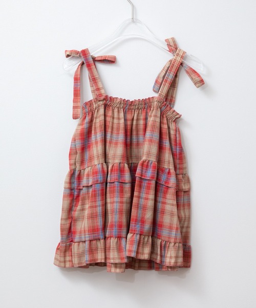 HEILIS(ヘイリス)の「肩リボンティアードフリルキャミソール/【新色追加】春服 夏服 ガーリー ビスチェ レイヤード フレンチ チェック マルチチェック ノースリーブ ミドル丈 レッド バレエコア バックシャン 韓国 ブラック ホワイト 無地 黒 白(その他トップス・レディース・レッド/ホワイト系その他/ブラック/オフホワイト・FREE)」の6枚目の写真