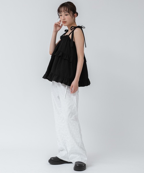 HEILIS(ヘイリス)の「肩リボンティアードフリルキャミソール/【新色追加】春服 夏服 ガーリー ビスチェ レイヤード フレンチ チェック マルチチェック ノースリーブ ミドル丈 レッド バレエコア バックシャン 韓国 ブラック ホワイト 無地 黒 白(その他トップス・レディース・レッド/ホワイト系その他/ブラック/オフホワイト・FREE)」の20枚目の写真